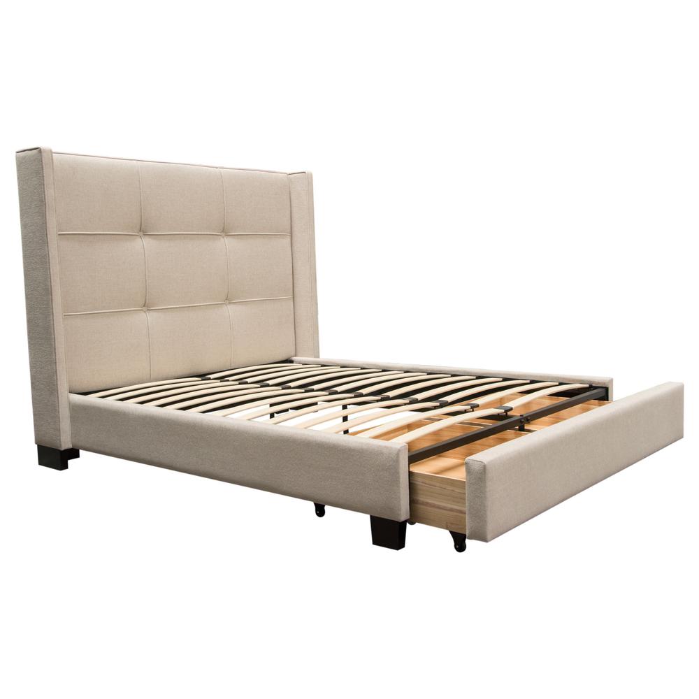 Beverly Eastern King Bed with Integrated Footboard Storage Unit & Accent Wings in Sand Fabric By Diamond Sofa. Picture 36