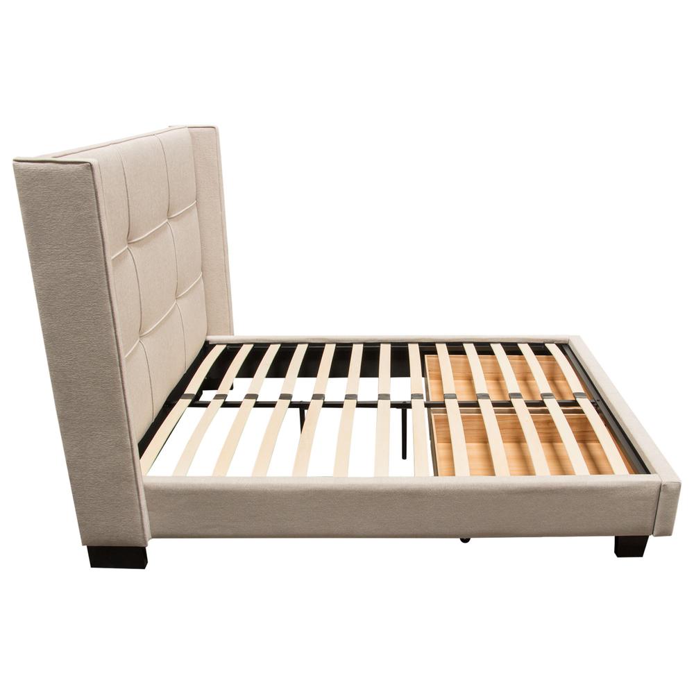 Beverly Eastern King Bed with Integrated Footboard Storage Unit & Accent Wings in Sand Fabric By Diamond Sofa. Picture 35