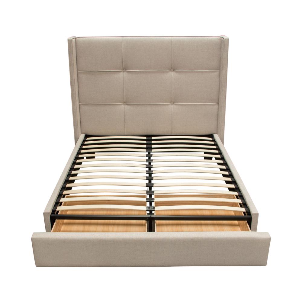 Beverly Eastern King Bed with Integrated Footboard Storage Unit & Accent Wings in Sand Fabric By Diamond Sofa. Picture 33