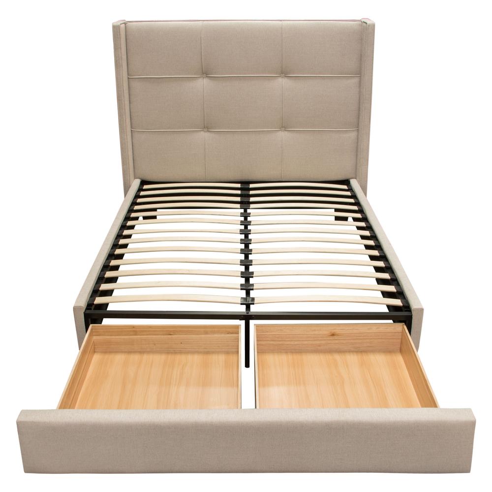 Beverly Eastern King Bed with Integrated Footboard Storage Unit & Accent Wings in Sand Fabric By Diamond Sofa. Picture 21