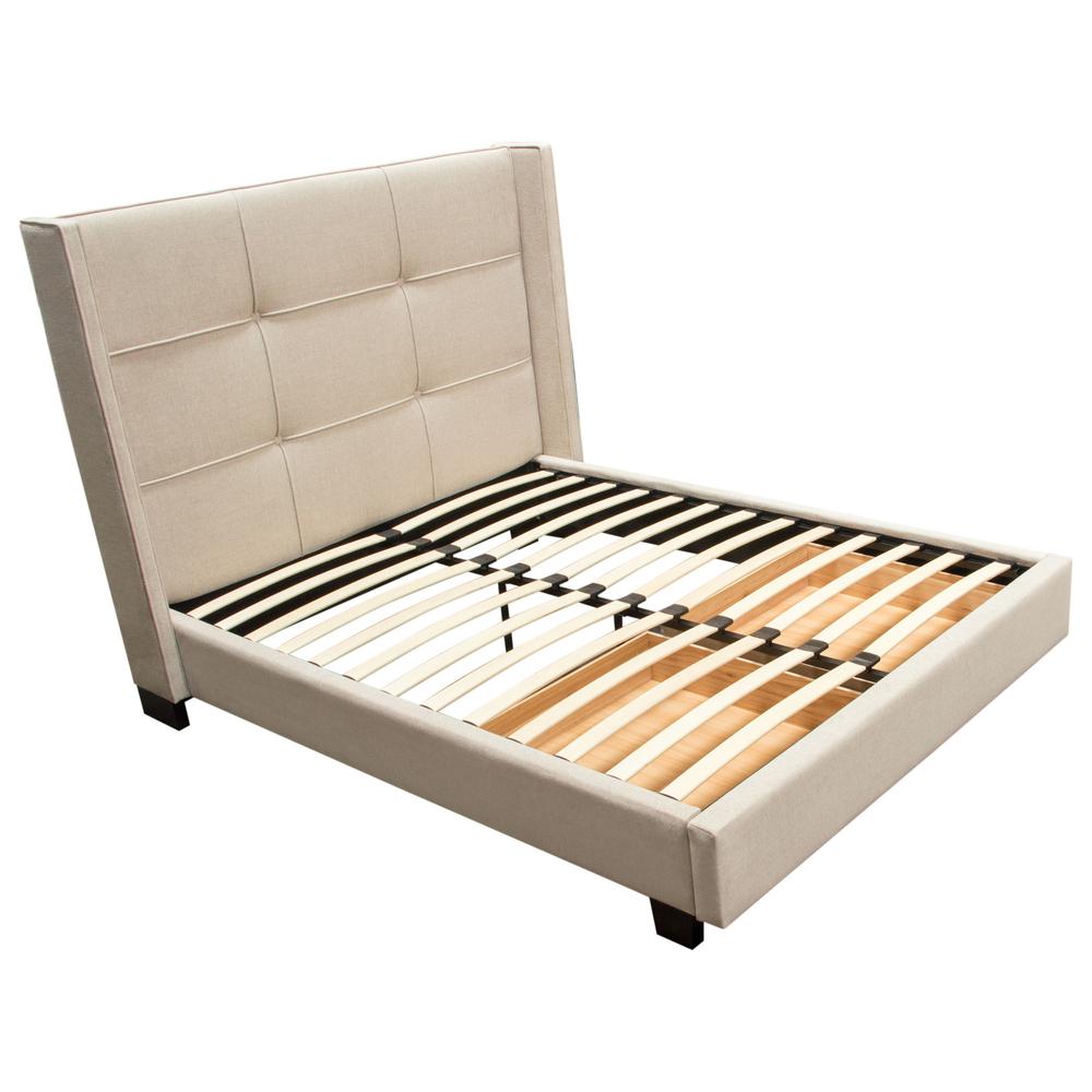 Beverly Eastern King Bed with Integrated Footboard Storage Unit & Accent Wings in Sand Fabric By Diamond Sofa. Picture 24