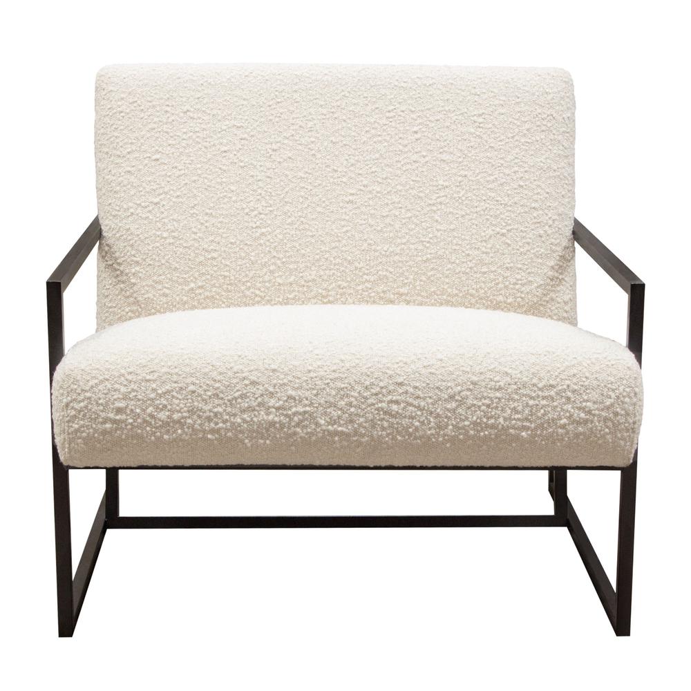 Luxe Accent Chair in Bone Boucle Textured Fabric with Black Powder Coat Frame by Diamond Sofa. Picture 1