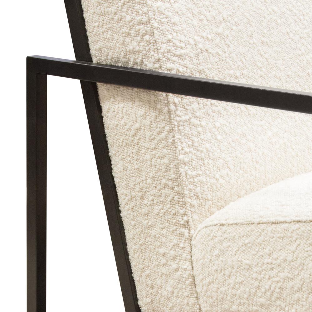 Luxe Accent Chair in Bone Boucle Textured Fabric with Black Powder Coat Frame by Diamond Sofa. Picture 24