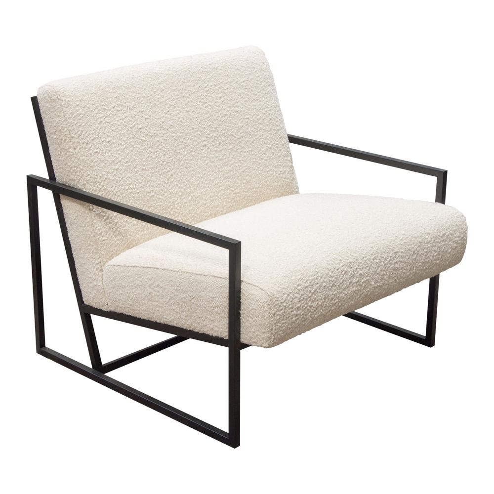 Luxe Accent Chair in Bone Boucle Textured Fabric with Black Powder Coat Frame by Diamond Sofa. Picture 21