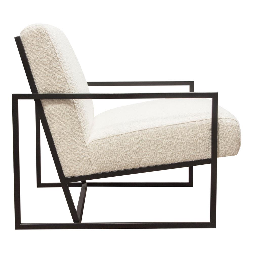 Luxe Accent Chair in Bone Boucle Textured Fabric with Black Powder Coat Frame by Diamond Sofa. Picture 29