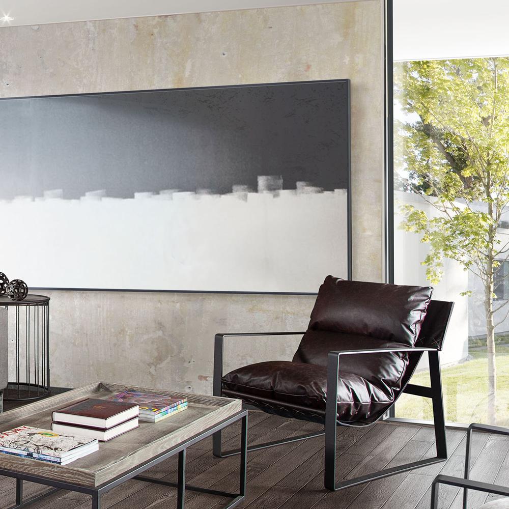Miller Sling Accent Chair in Genuine Chocolate Leather w/ Black Powder Coated Metal Frame by Diamond Sofa. Picture 21
