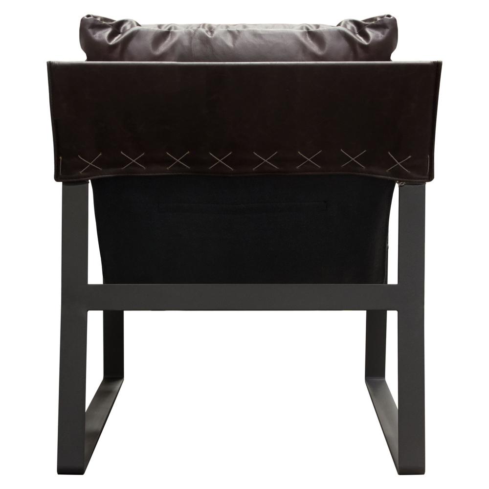 Miller Sling Accent Chair in Genuine Chocolate Leather w/ Black Powder Coated Metal Frame by Diamond Sofa. Picture 24