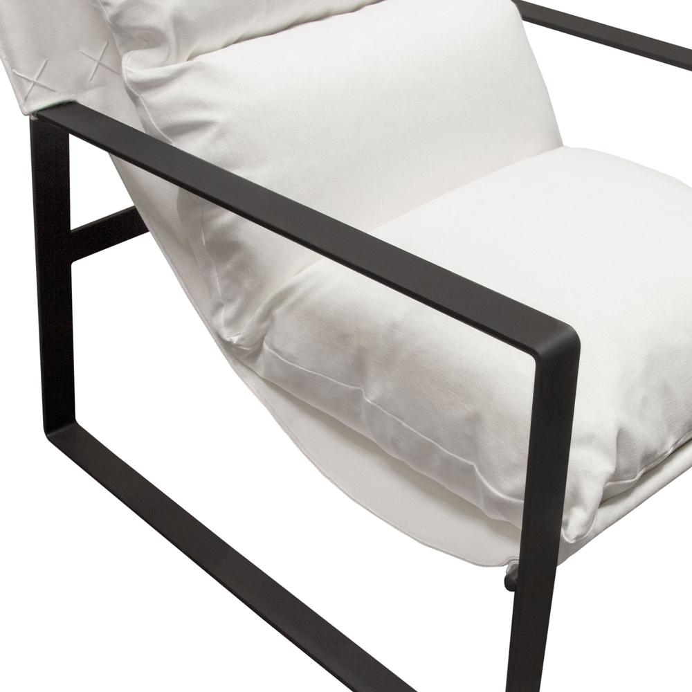 Miller Sling Accent Chair in White Linen Fabric w/ Black Powder Coated Metal Frame by Diamond Sofa. Picture 34