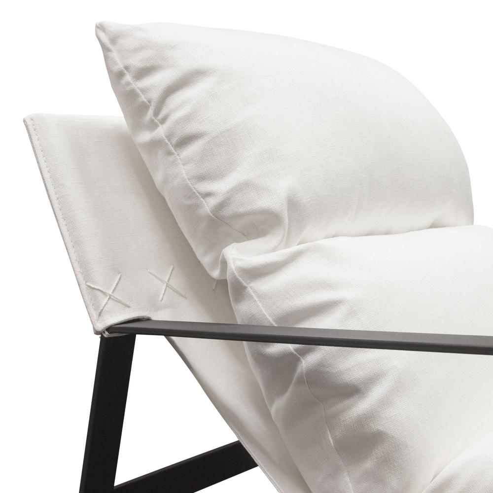 Miller Sling Accent Chair in White Linen Fabric w/ Black Powder Coated Metal Frame by Diamond Sofa. Picture 26