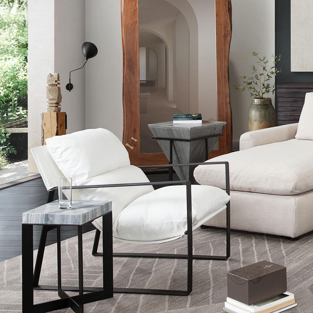 Miller Sling Accent Chair in White Linen Fabric w/ Black Powder Coated Metal Frame by Diamond Sofa. Picture 31