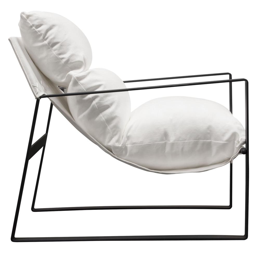Miller Sling Accent Chair in White Linen Fabric w/ Black Powder Coated Metal Frame by Diamond Sofa. Picture 23