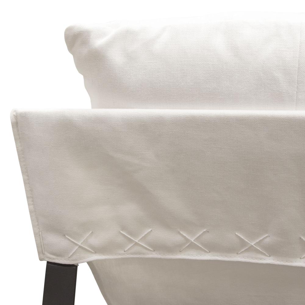 Miller Sling Accent Chair in White Linen Fabric w/ Black Powder Coated Metal Frame by Diamond Sofa. Picture 24