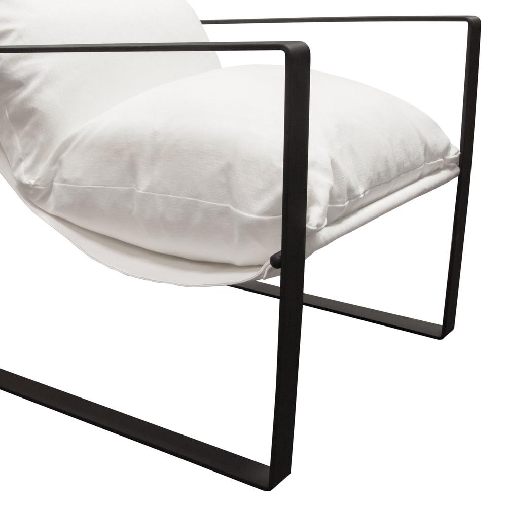 Miller Sling Accent Chair in White Linen Fabric w/ Black Powder Coated Metal Frame by Diamond Sofa. Picture 21