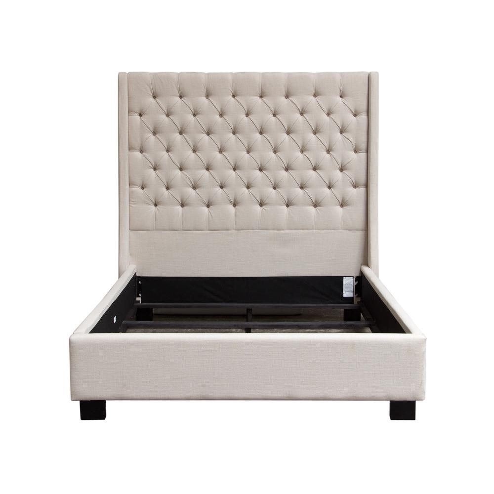 Park Avenue Queen Tufted Bed with Wing in Desert Sand Linen. Picture 1