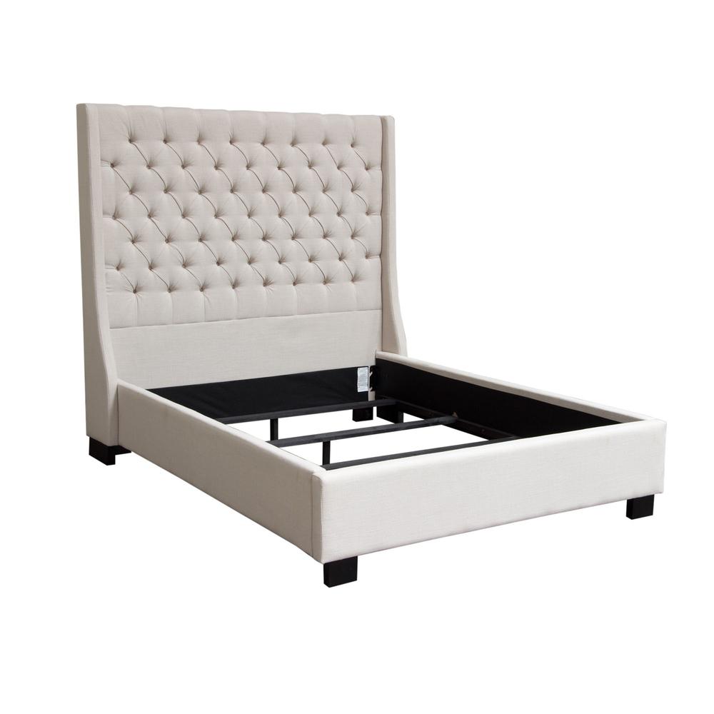 Park Avenue Queen Tufted Bed with Wing in Desert Sand Linen. Picture 10