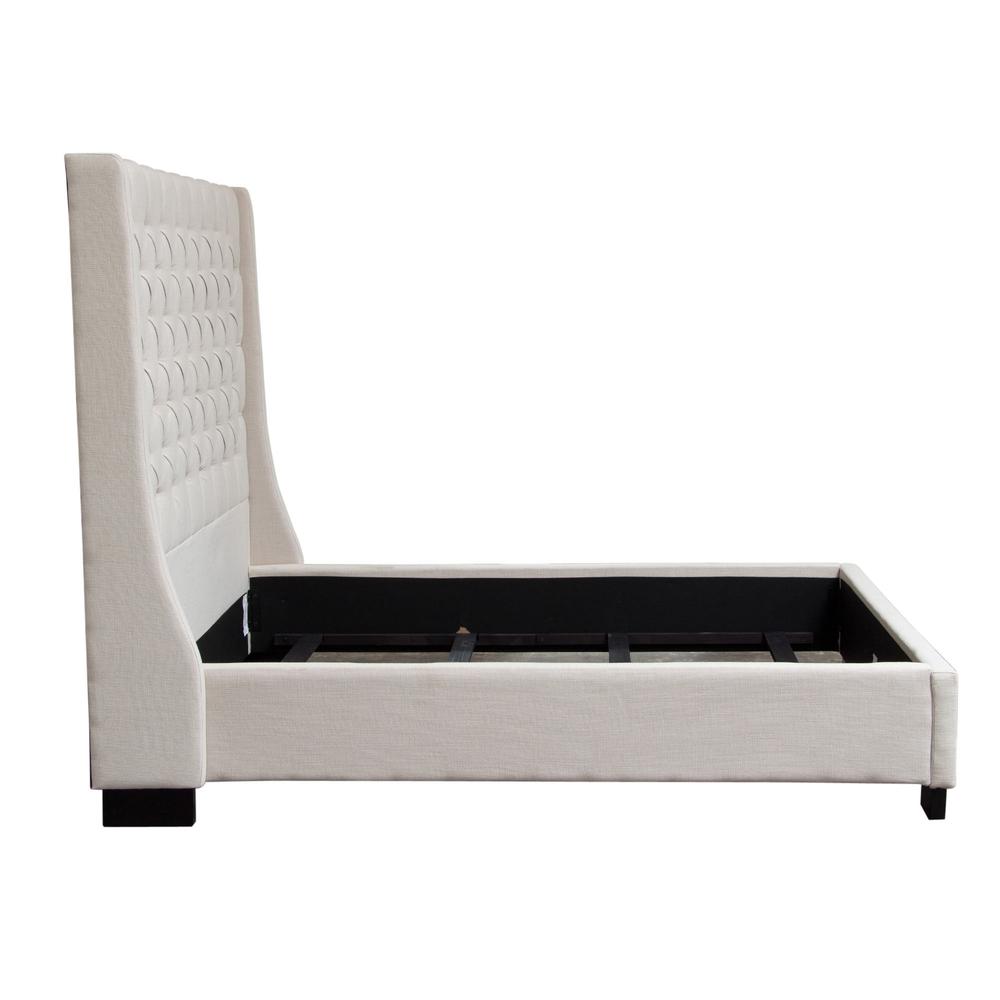 Park Avenue Queen Tufted Bed with Wing in Desert Sand Linen. Picture 11