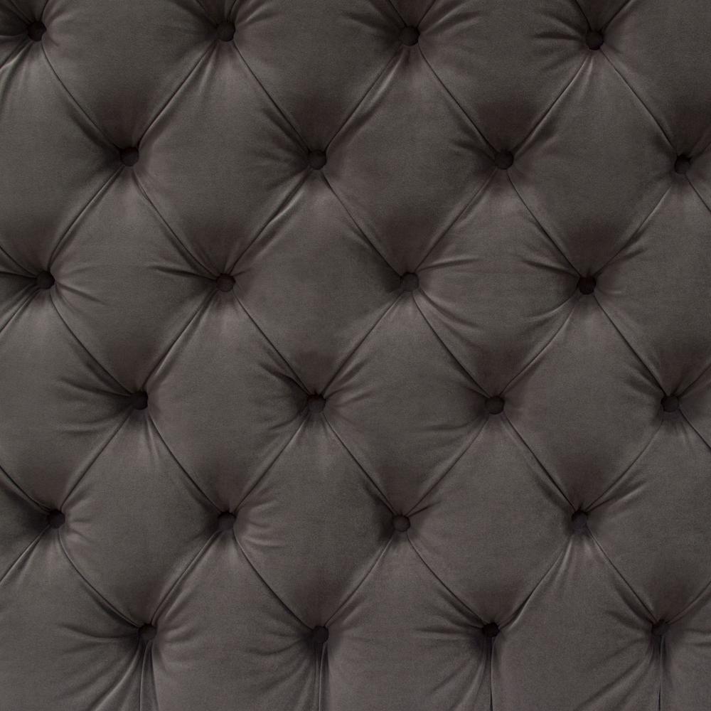 Park Avenue Eastern King Tufted Bed with Vintage Wing in Smoke Grey Velvet by Diamond Sofa. Picture 22