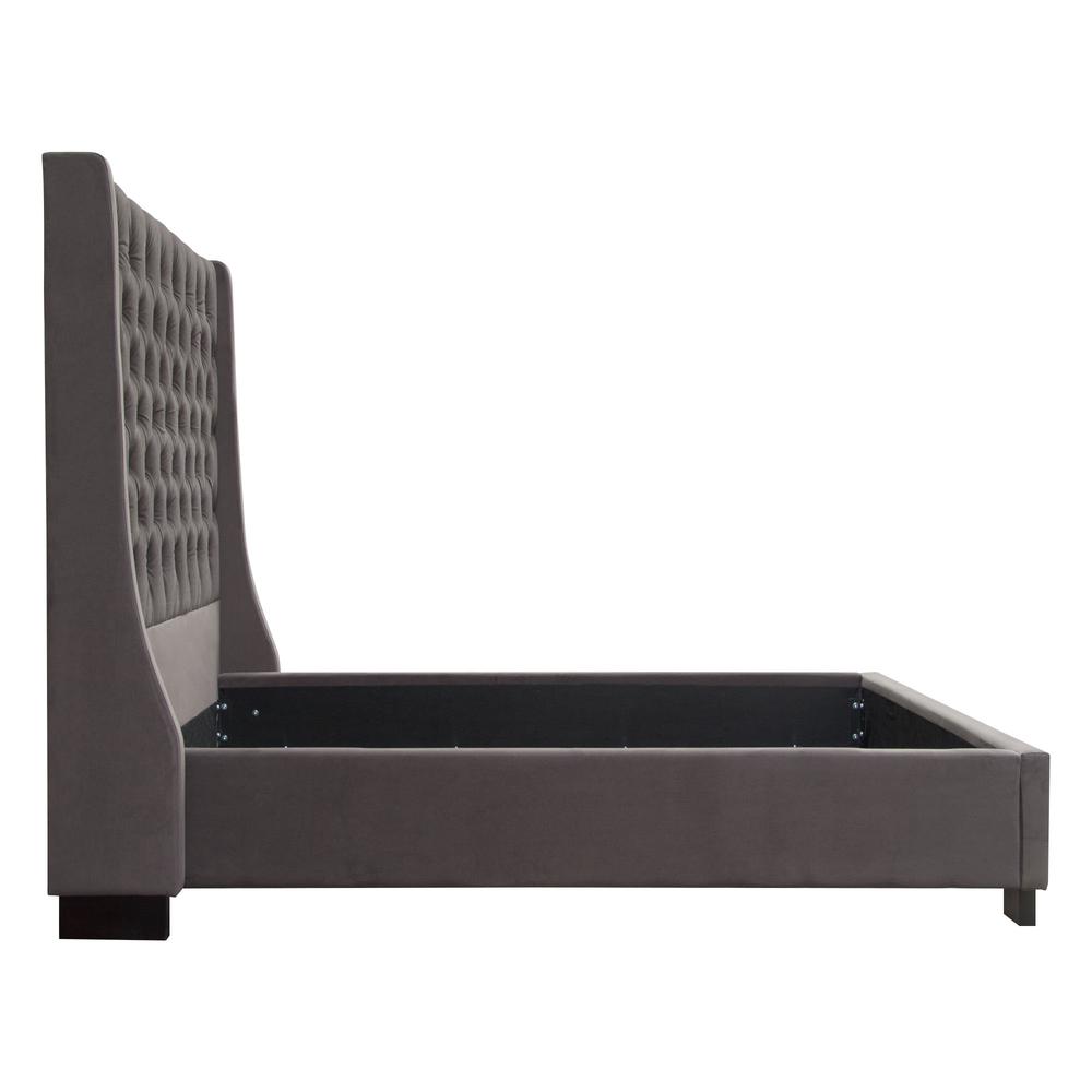 Park Avenue Eastern King Tufted Bed with Vintage Wing in Smoke Grey Velvet by Diamond Sofa. Picture 30