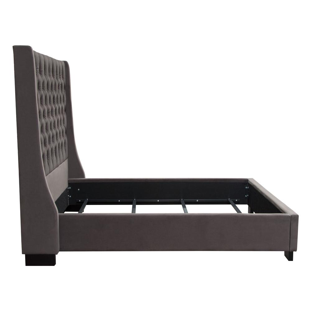 Park Avenue Eastern King Tufted Bed with Vintage Wing in Smoke Grey Velvet by Diamond Sofa. Picture 27