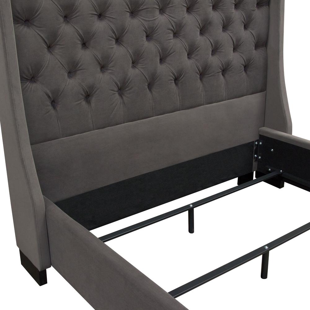 Park Avenue Eastern King Tufted Bed with Vintage Wing in Smoke Grey Velvet by Diamond Sofa. Picture 32