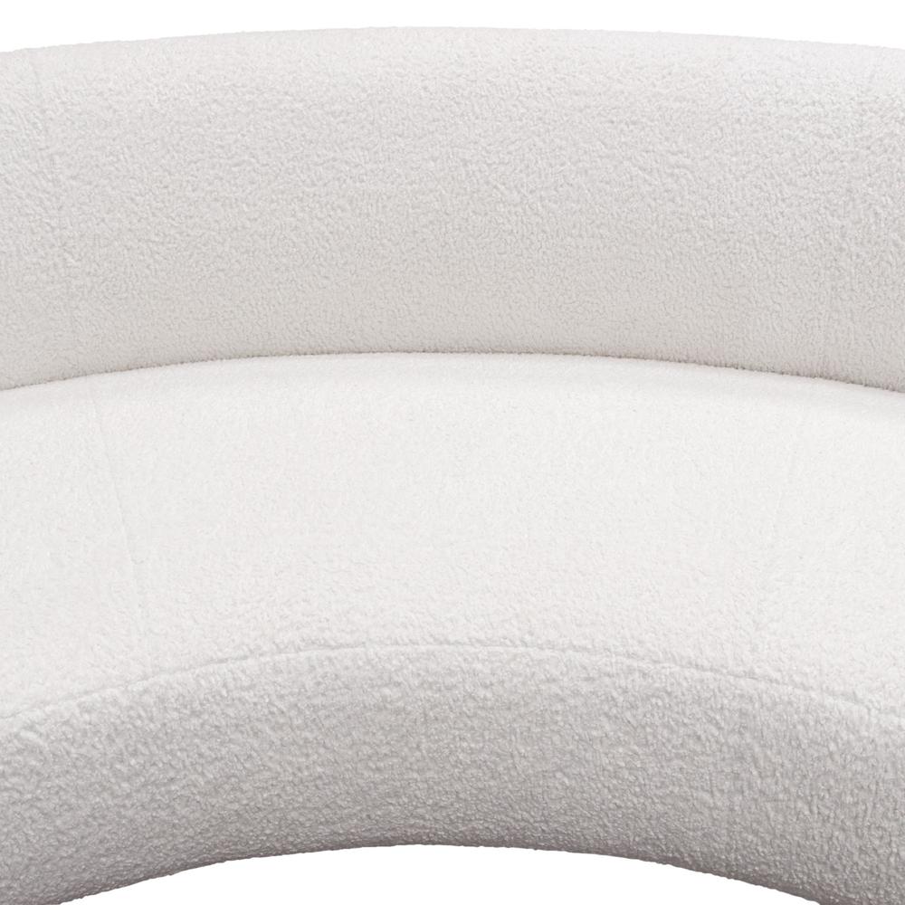 Curved Sofa in White Faux Sheepskin Fabric. Picture 27