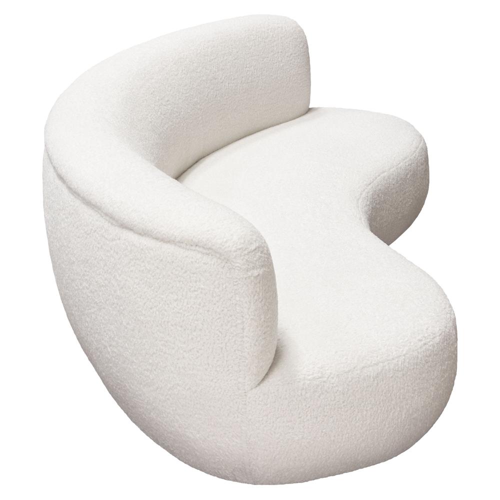 Curved Sofa in White Faux Sheepskin Fabric. Picture 25