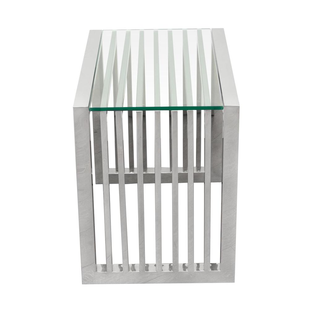 SOHO Rectangular Stainless Steel End Table w/ Clear, Tempered Glass Top. Picture 8