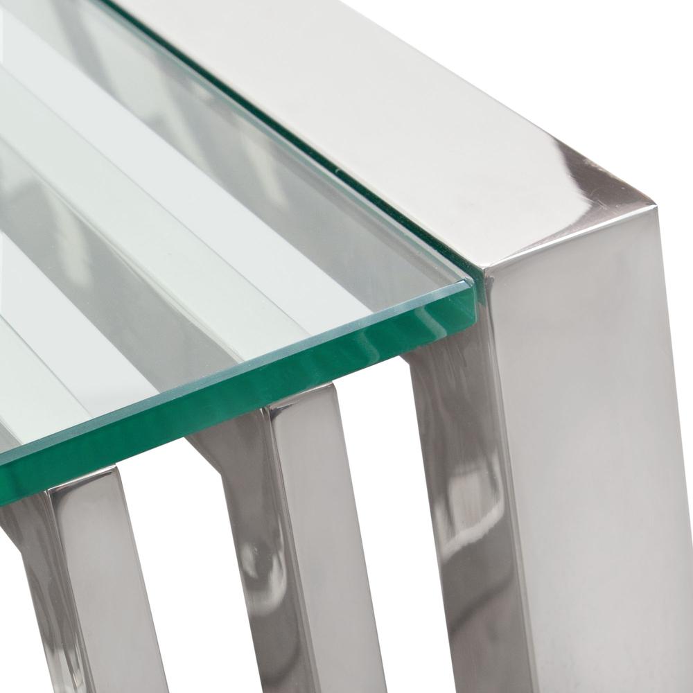 SOHO Rectangular Stainless Steel End Table w/ Clear, Tempered Glass Top. Picture 11
