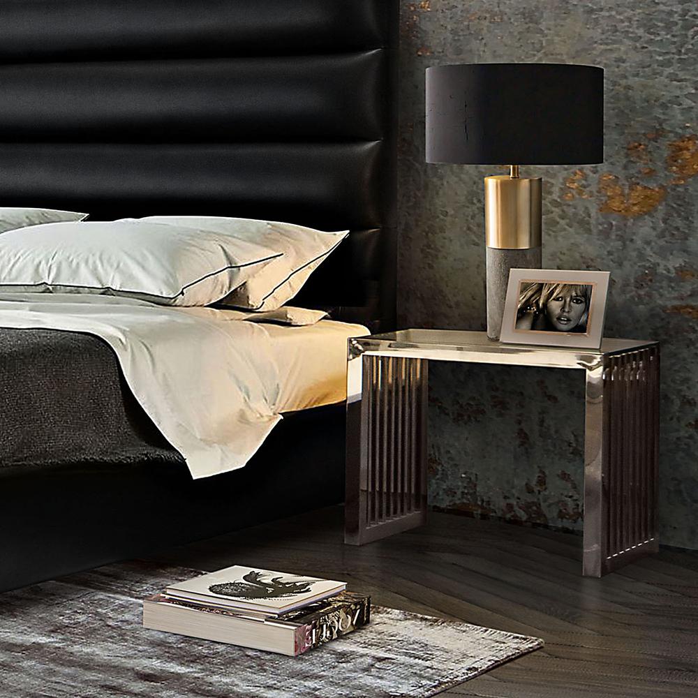 SOHO Rectangular Stainless Steel End Table w/ Clear, Tempered Glass Top. Picture 12