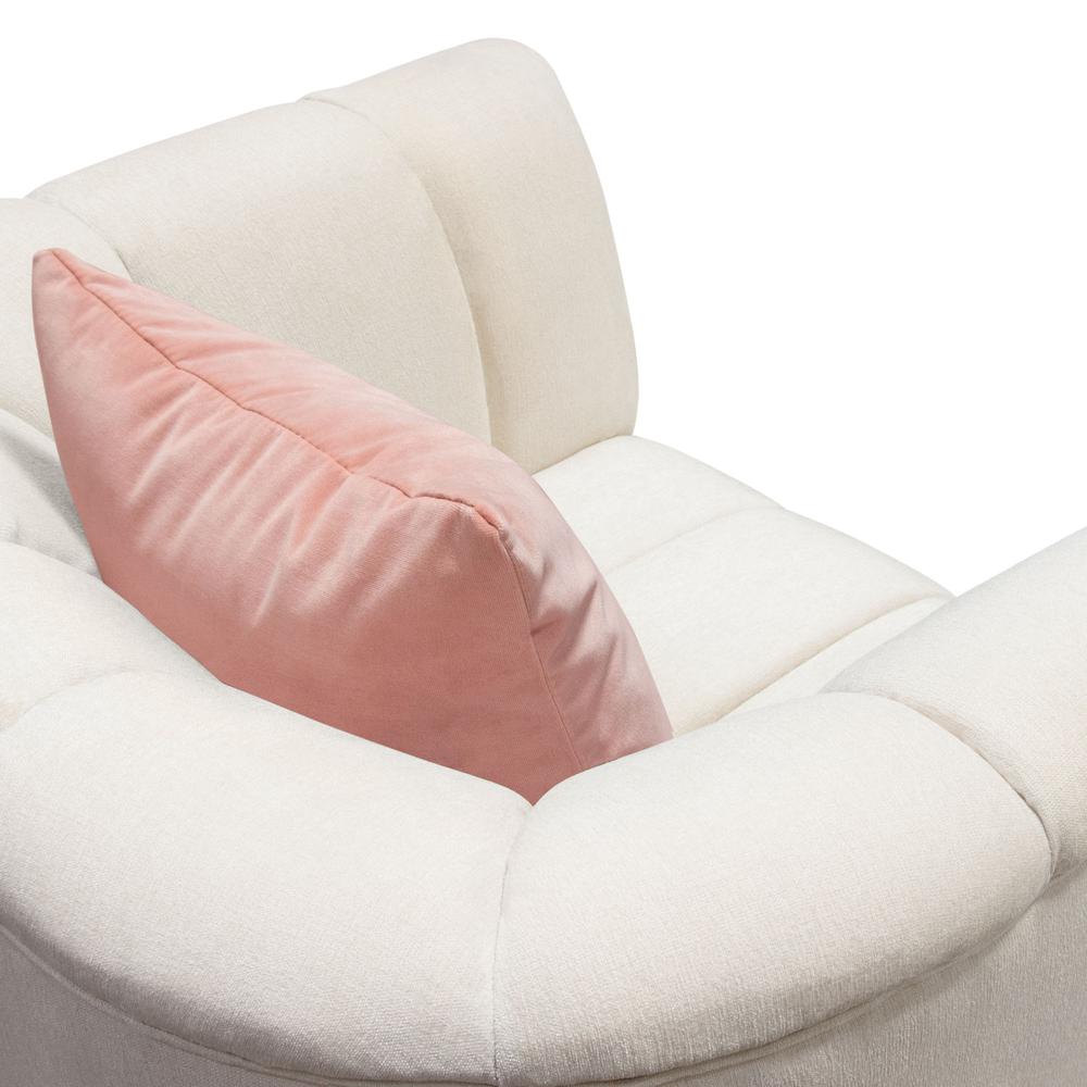 Venus Cream Fabric Chair w/ Contrasting Pillows & Gold Finished Metal Base. Picture 19