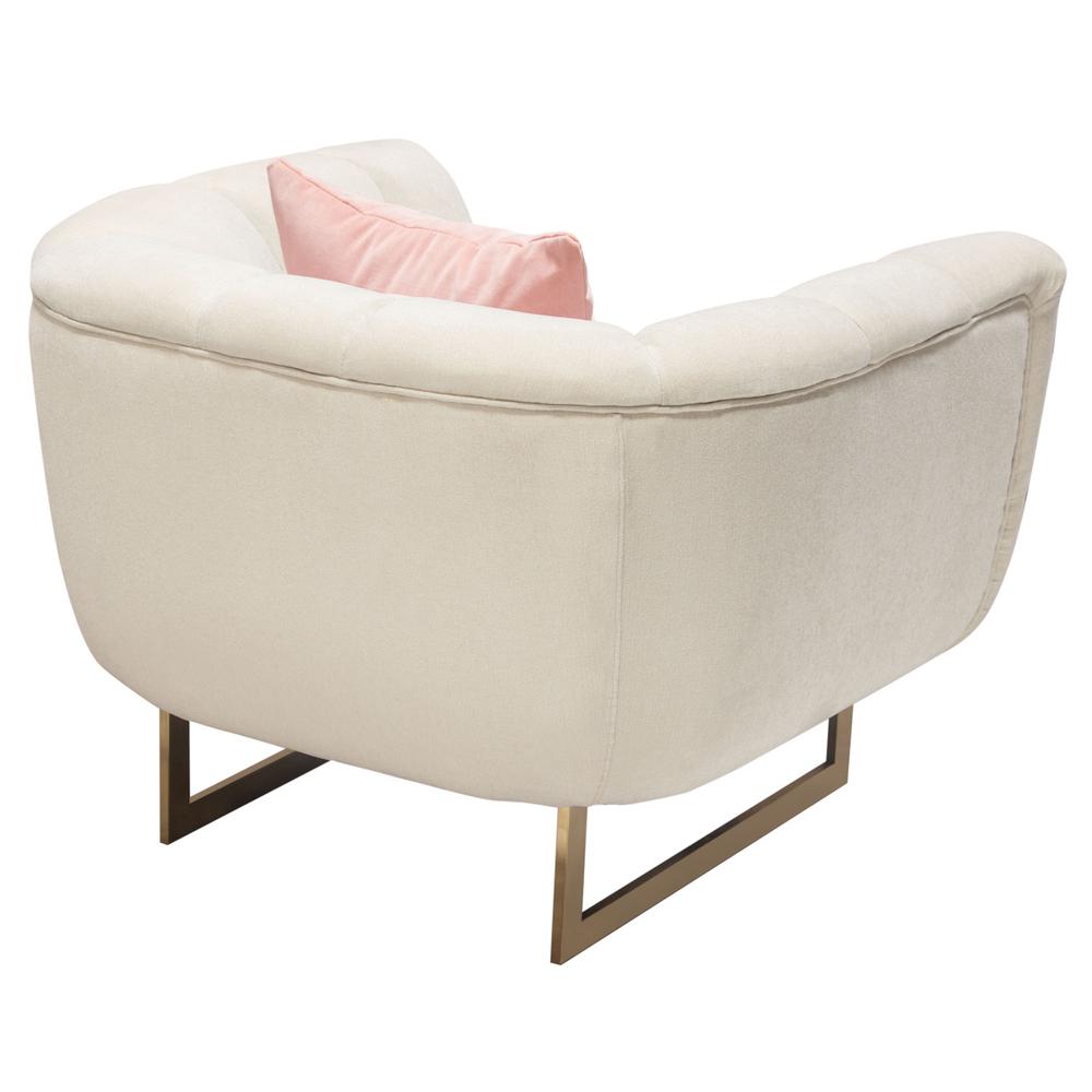 Venus Cream Fabric Chair w/ Contrasting Pillows & Gold Finished Metal Base. Picture 24