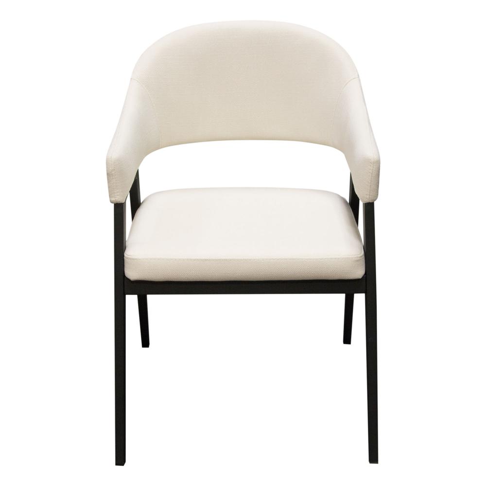 Adele Set of Two Dining/Accent Chairs in Cream Fabric w/ Black Powder Coated Metal Frame by Diamond Sofa. Picture 10