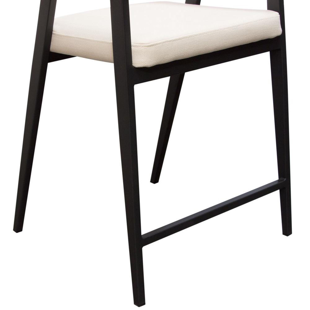 Adele Set of Two Counter Height Chairs in Cream Fabric w/ Black Powder Coated Metal Frame by Diamond Sofa. Picture 4