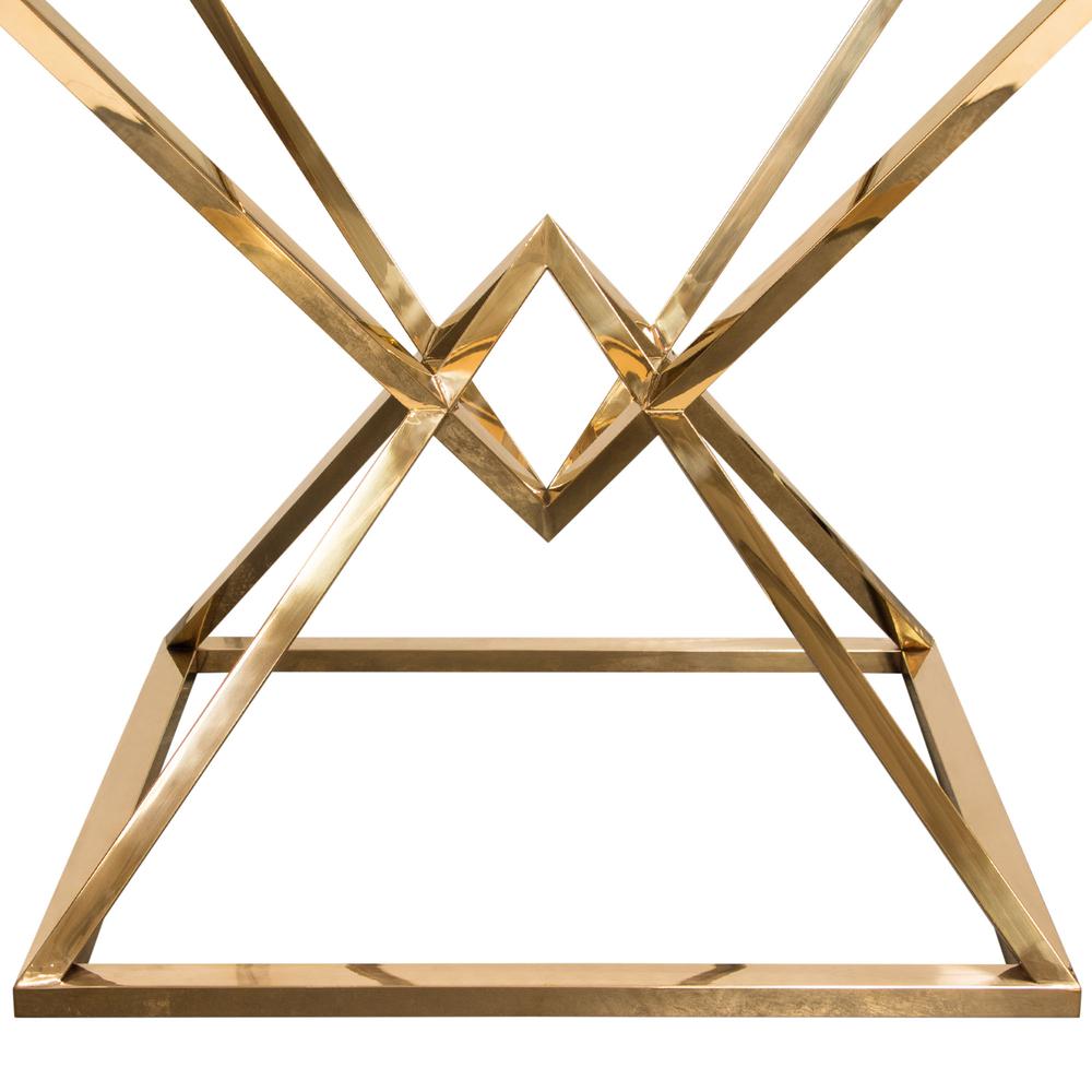Aria Square Stainless Steel End Table w/ Polished Gold Finish Base & Clear, Tempered Glass Top by Diamond Sofa. Picture 5