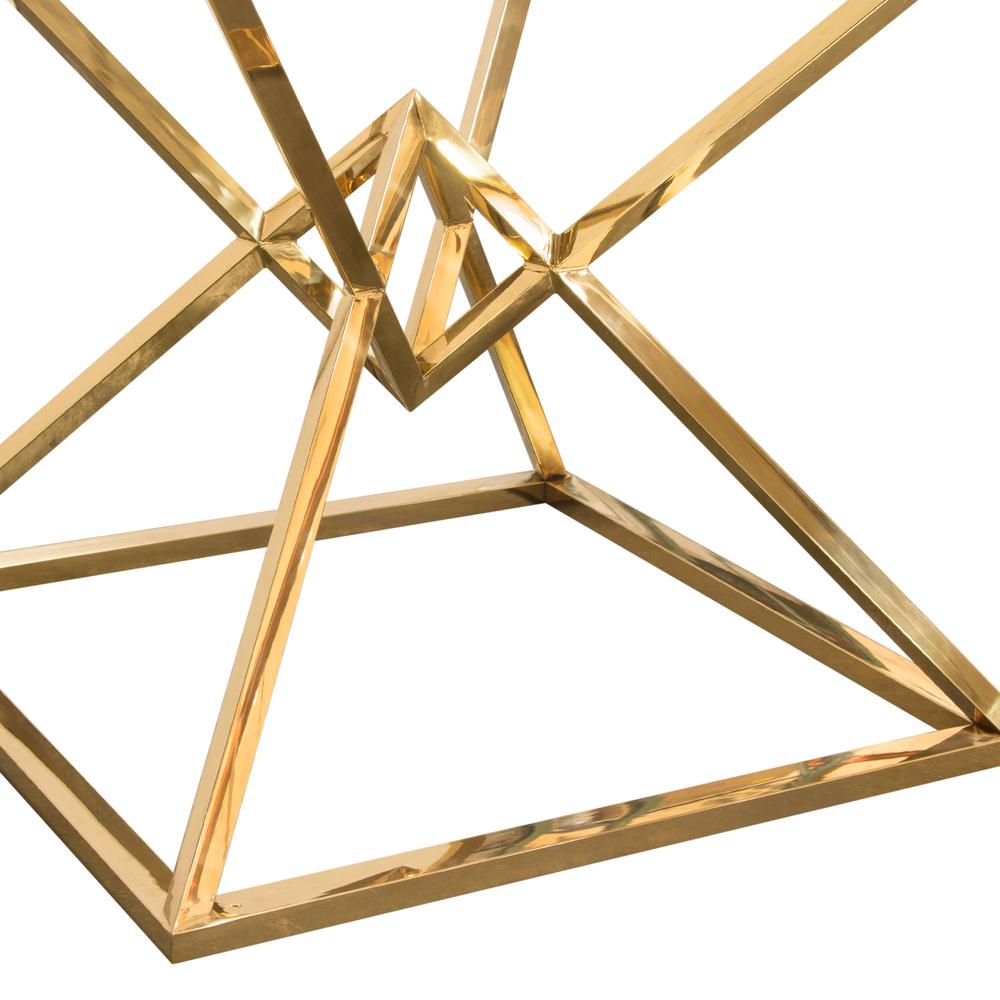 Aria Square Stainless Steel End Table w/ Polished Gold Finish Base & Clear, Tempered Glass Top by Diamond Sofa. Picture 8