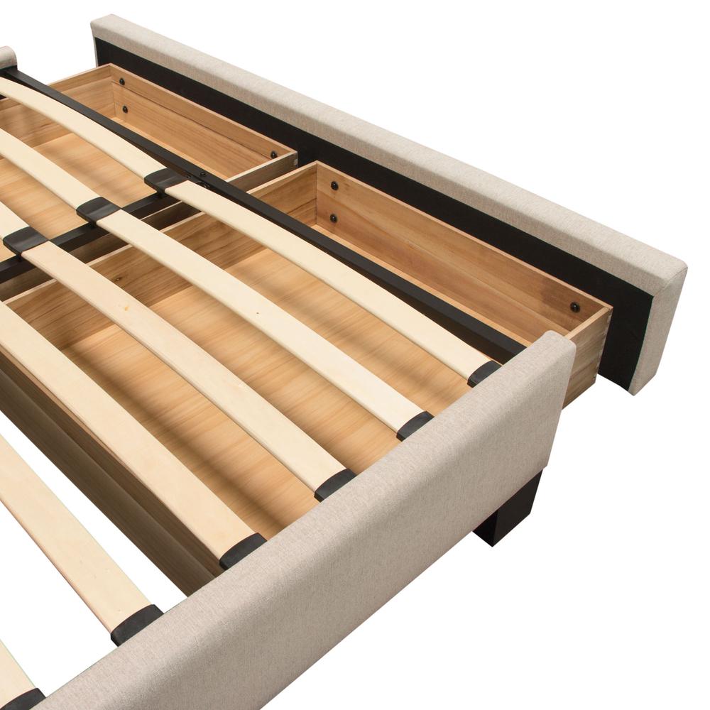 Beverly Eastern King Bed with Integrated Footboard Storage Unit & Accent Wings in Sand Fabric By Diamond Sofa. Picture 2