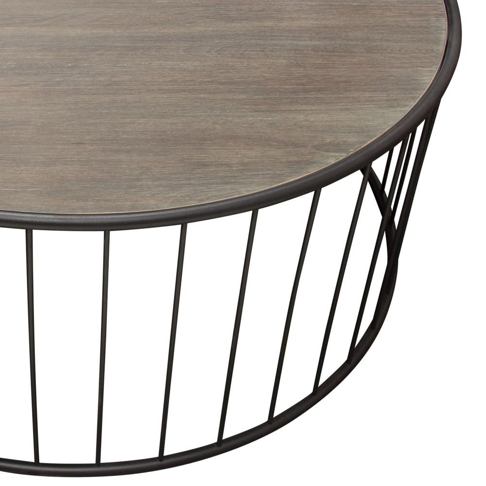 Gibson 38" Round Cocktail Table with Grey Oak Finished Top and Metal Base. Picture 10