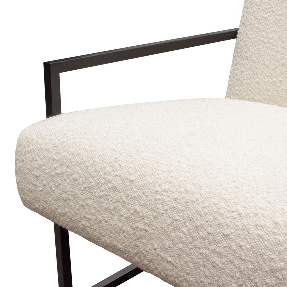 Luxe Accent Chair in Bone Boucle Textured Fabric with Black Powder Coat Frame by Diamond Sofa. Picture 12