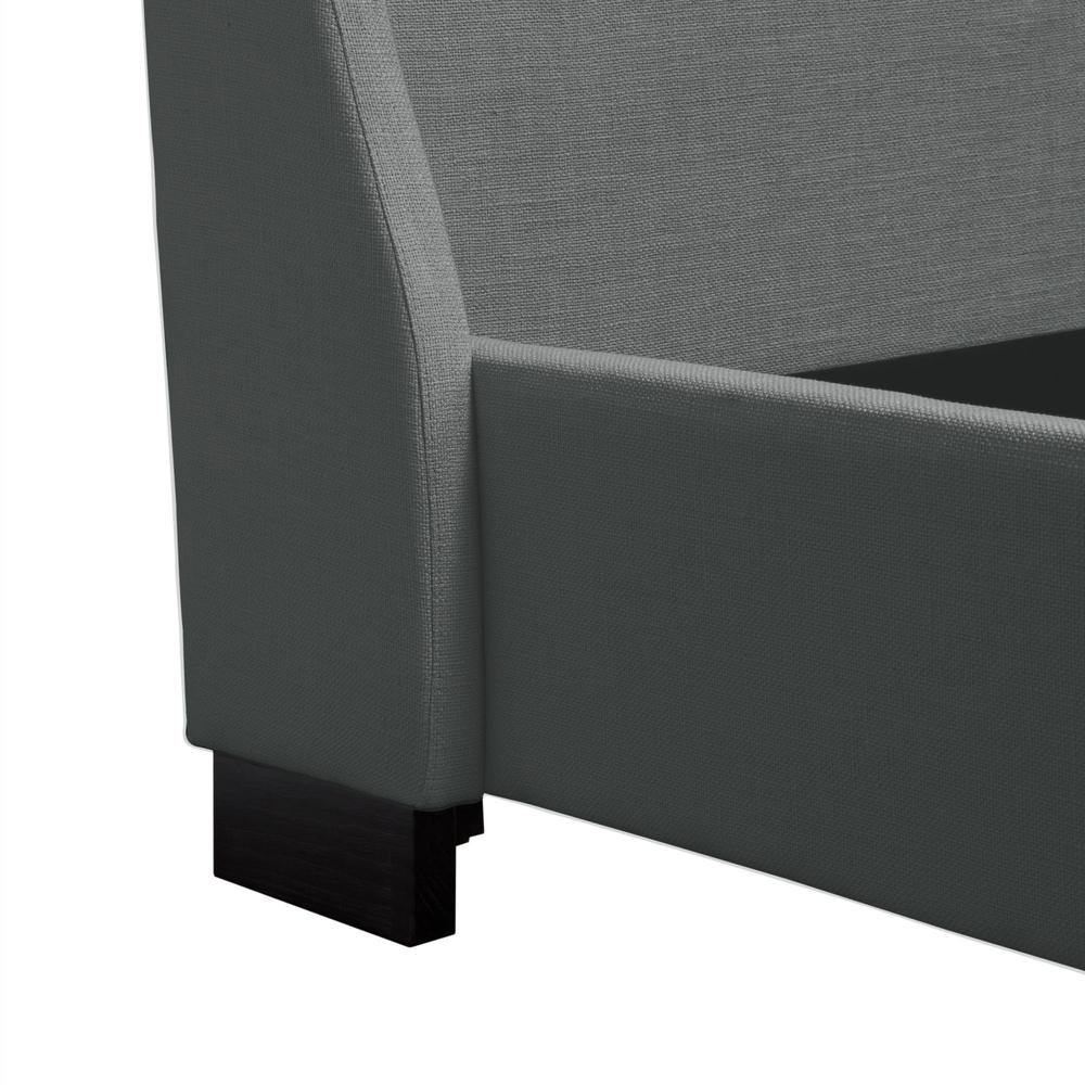 Park Avenue Eastern King Tufted Bed with Wing in Grey Linen. Picture 6