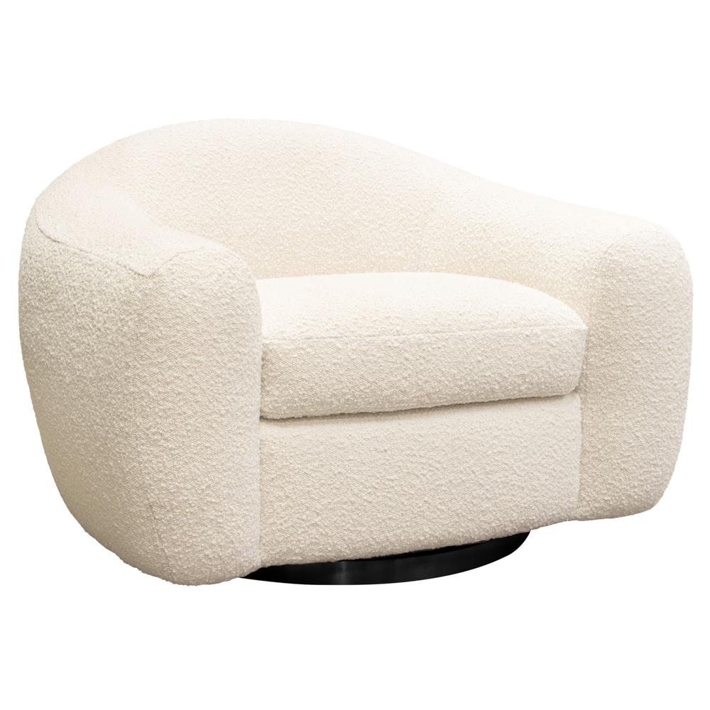 Pascal Swivel Chair in Bone Boucle Textured Fabric w/ Contoured Arms & Back by Diamond Sofa. Picture 12
