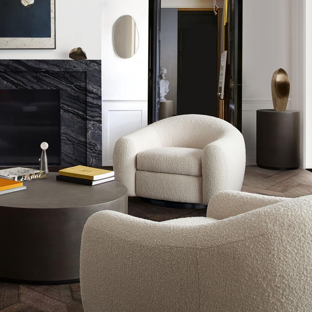 Pascal Swivel Chair in Bone Boucle Textured Fabric w/ Contoured Arms & Back by Diamond Sofa. Picture 5