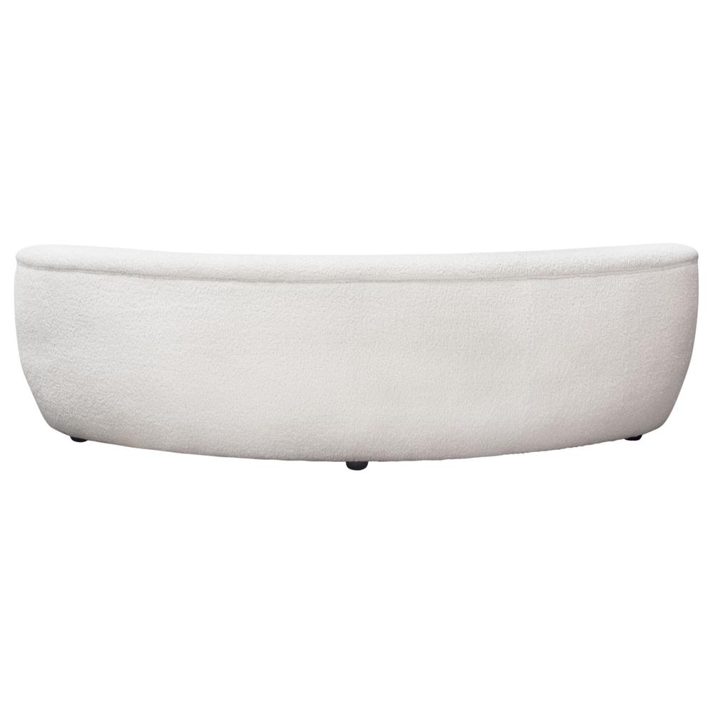 Curved Sofa in White Faux Sheepskin Fabric. Picture 13