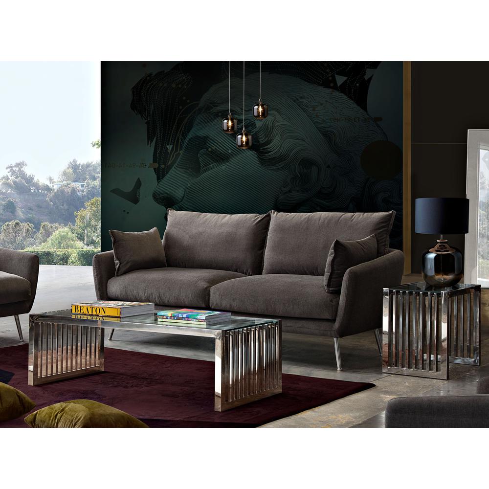 SOHO Rectangular Stainless Steel Cocktail Table w/ Clear, Tempered Glass Top. Picture 9