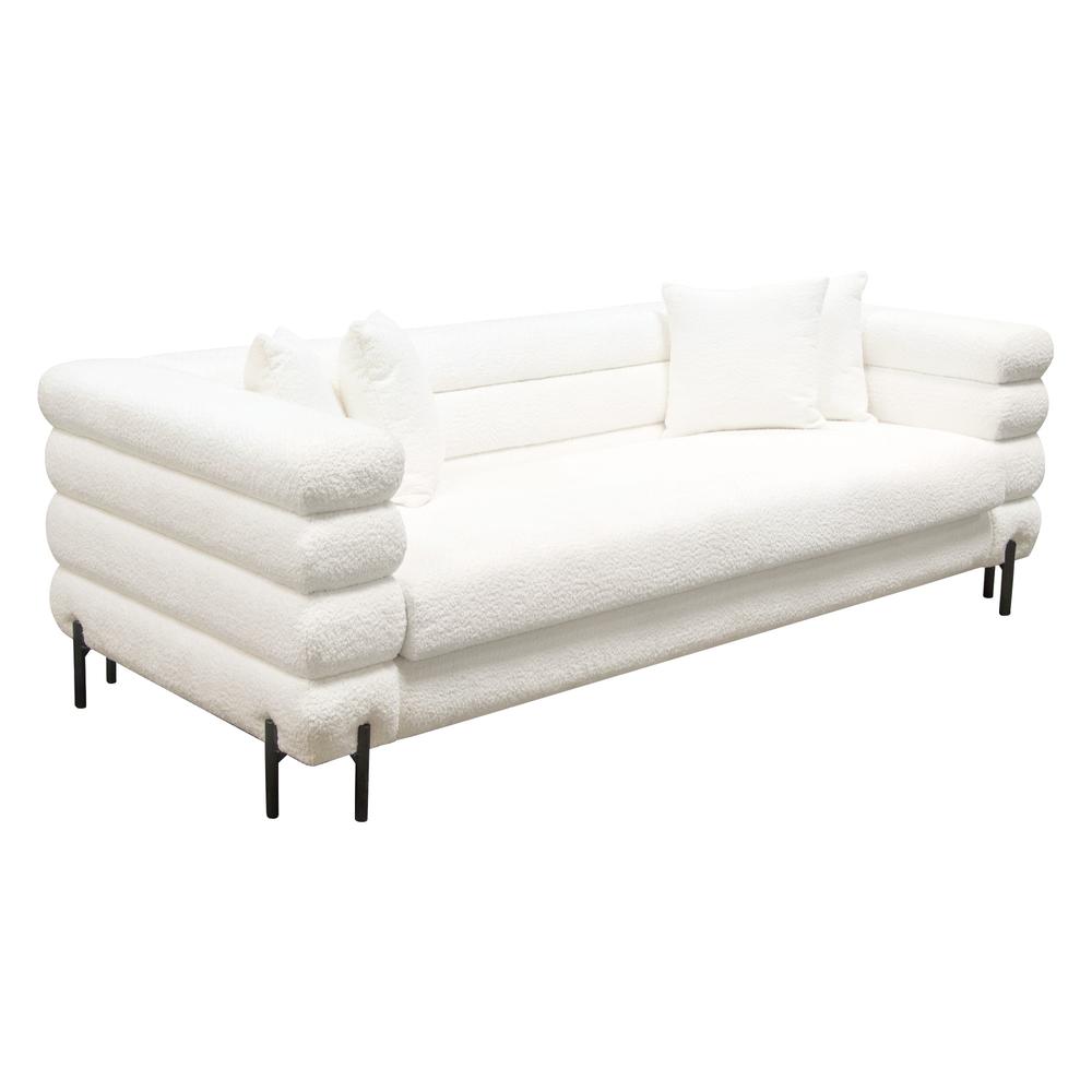 Vox Sofa in Faux White Shearling w/ Black Powder Metal Legs by Diamond Sofa. Picture 4