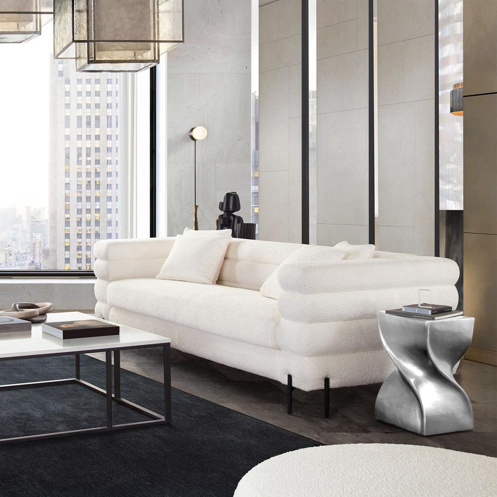 Vox Sofa in Faux White Shearling w/ Black Powder Metal Legs by Diamond Sofa. Picture 7