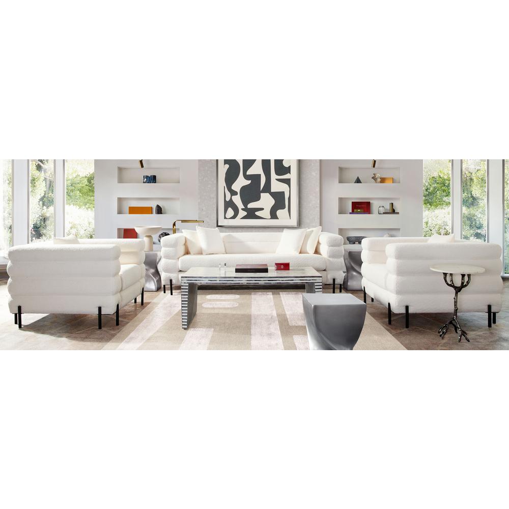 Vox Sofa in Faux White Shearling w/ Black Powder Metal Legs by Diamond Sofa. Picture 8