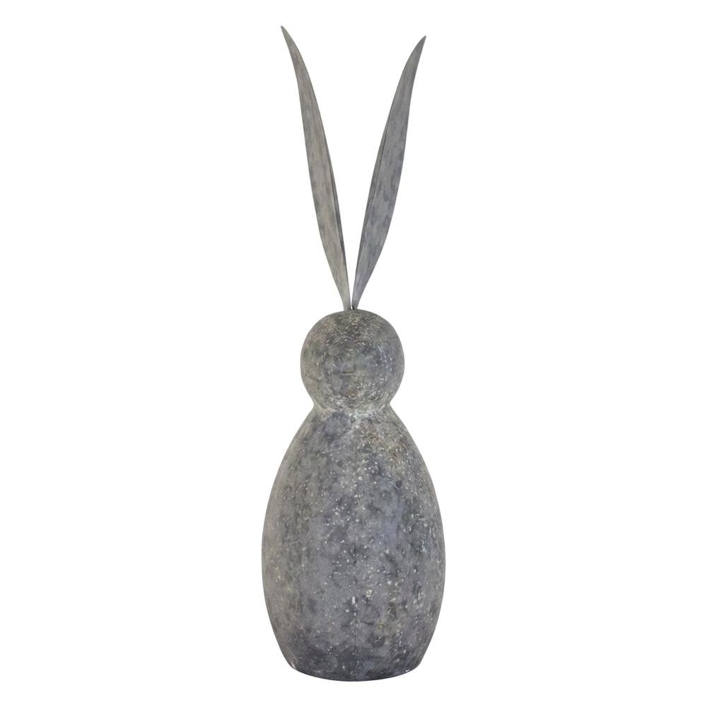Faux Stone Rabbit With Tall Metal Ears - Tall. Picture 1