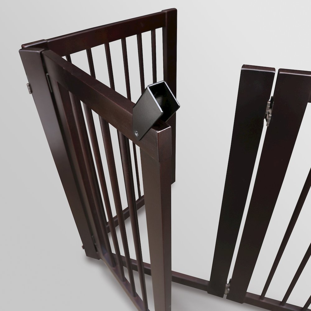 American Trails Free Standing Pet Gate with Door-Espresso. Picture 5