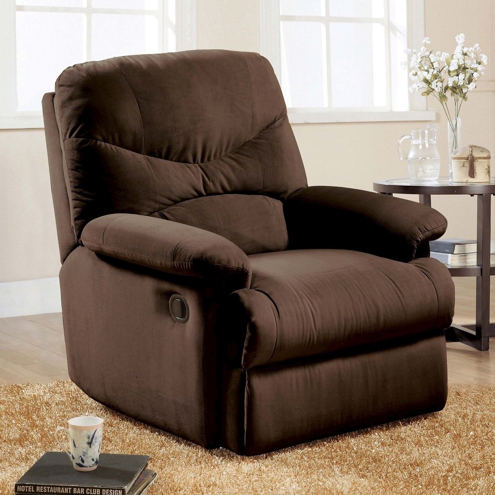 Arcadia Motion Recliner Chocolate Microfiber. Picture 1