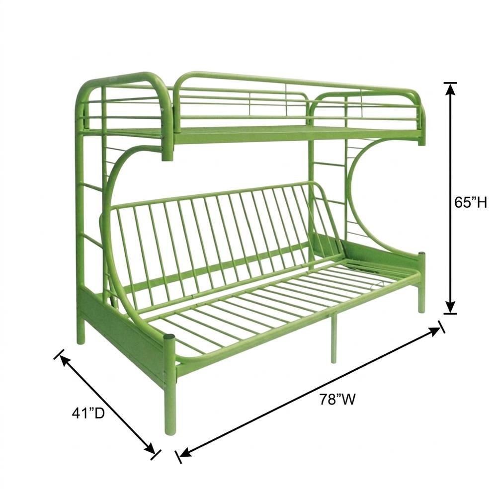 Metal Futon Bunk Bed Twin over Full, Kids Bunkbed with Bottom Futon Combo, Green. Picture 5